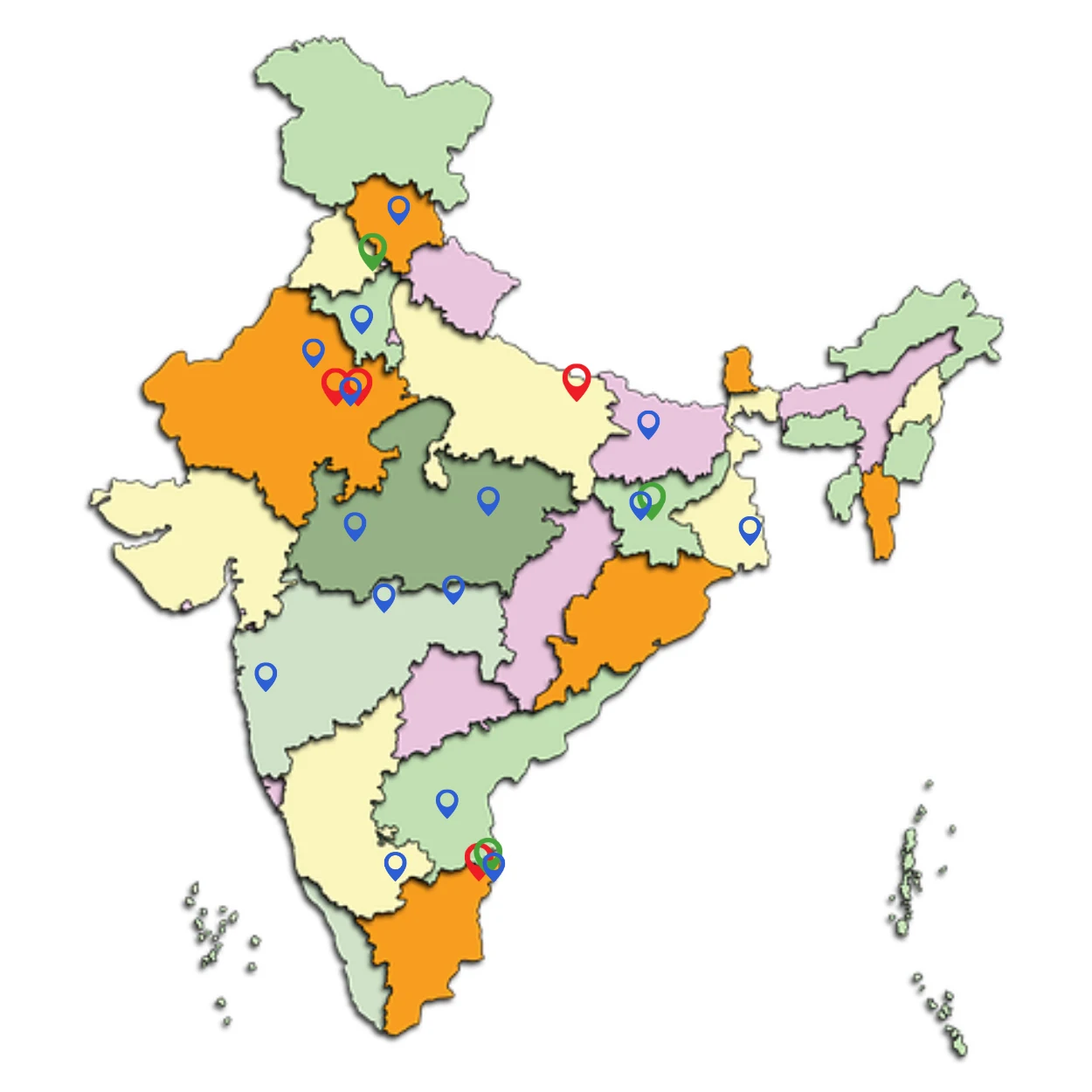 India Map with Locations
